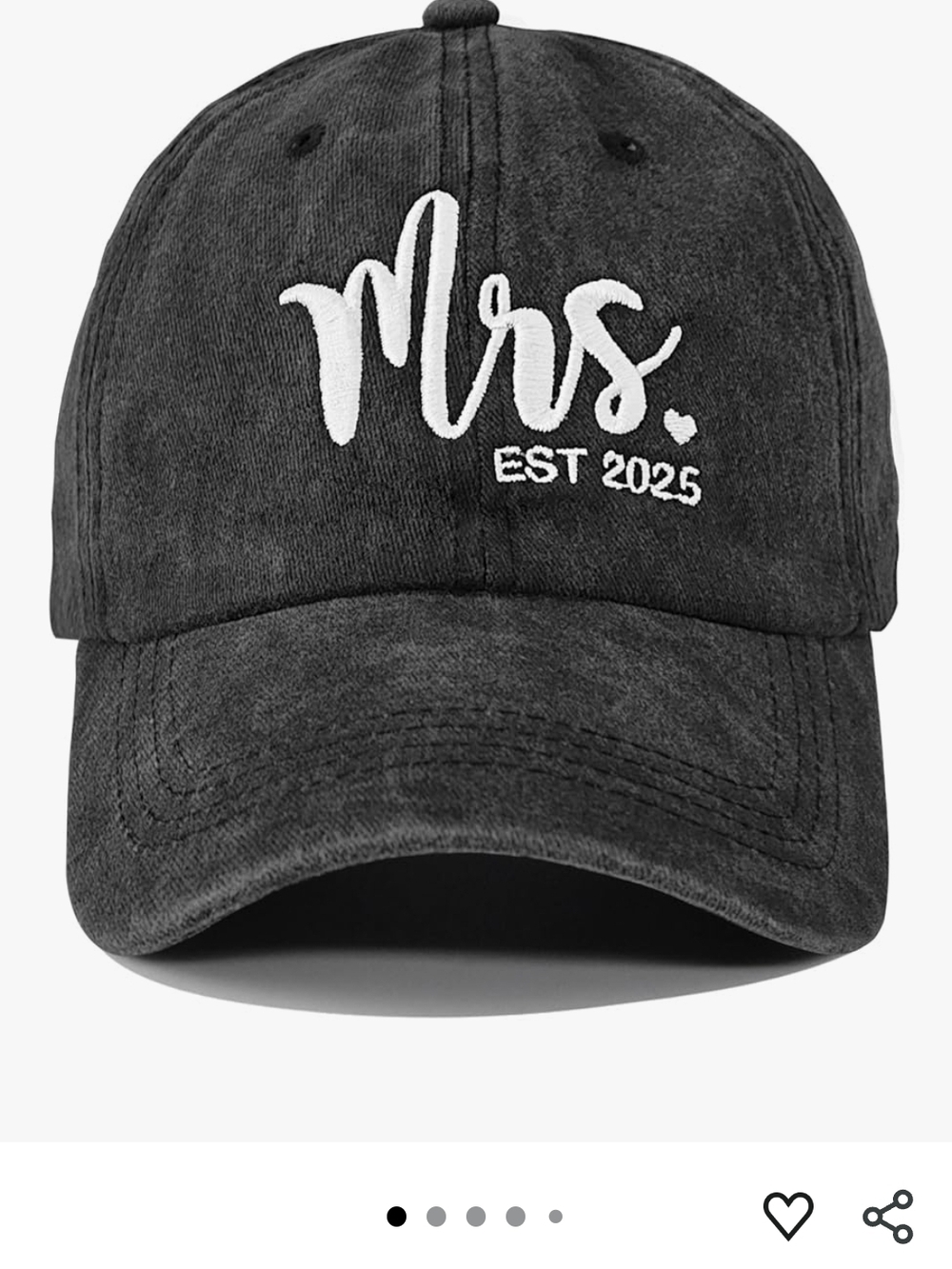 Mrs. EST 2025 Embroidered Baseball Cap - Black & White